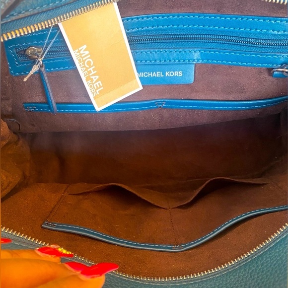 MICHAEL KORS Rollins Python Snakeskin Teal and Black Crossbody, NWT - Picture 4 of 17